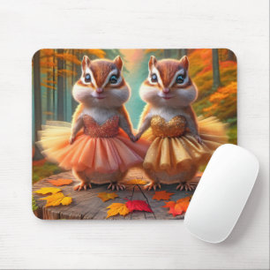 Ballerina Chipmunks auf einem Stumpf Mousepad