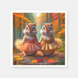 Ballerina Chipmunks auf einem Stumpf Serviette