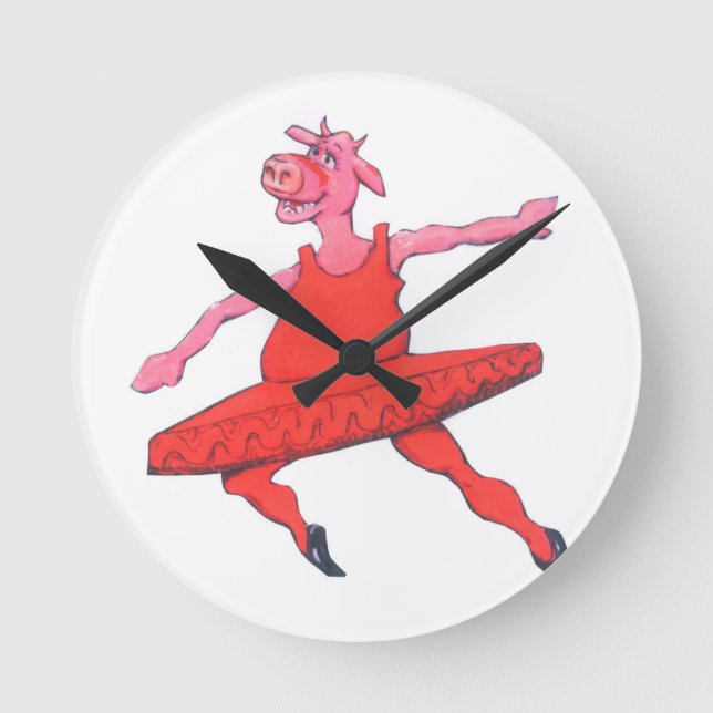 Ballerina Cow Runde Wanduhr (Vorderseite)