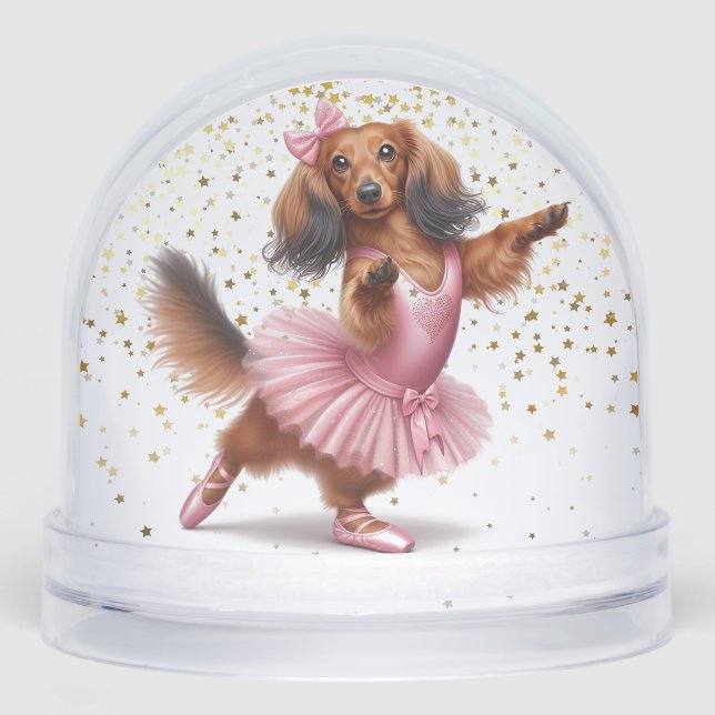 BALLERINA DACKEL SNOW GLOBE SCHNEEKUGELN (Vorderseite)