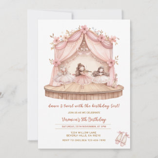 Ballerina Dance and Twirl 5th Birthday Girl Einladung