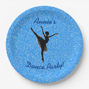 Ballerina Dance Blue Sparkle Pappteller