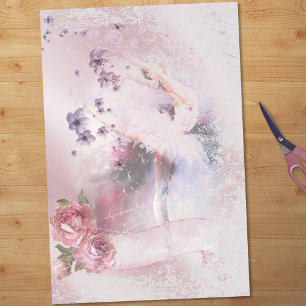 Ballerina Dance Florals Ribbon Decoupage Seidenpapier