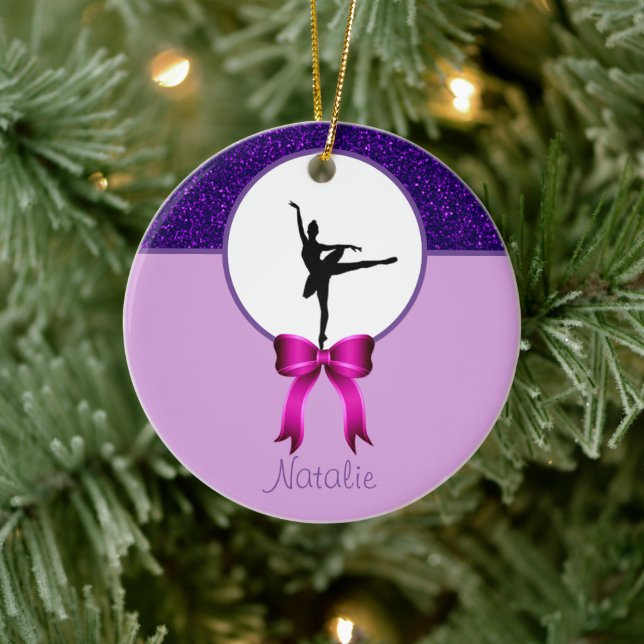Ballerina Dance Glitzer und Bow Keramik Ornament (Baum)