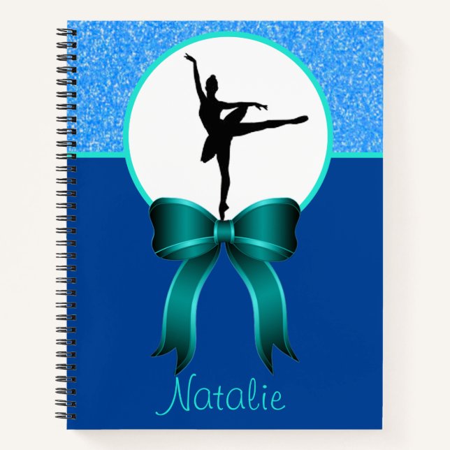 Ballerina Dance Glitzer und Bow Notizbuch (Vorderseite)