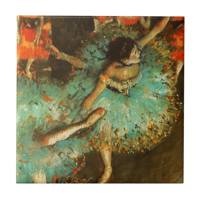 Ballerina Dance Green Dancer Edger Degas Painting Fliese (Vorderseite)