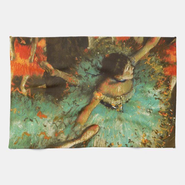 Ballerina Dance Green Dancer Edger Degas Painting Küchentuch (Horizontal)