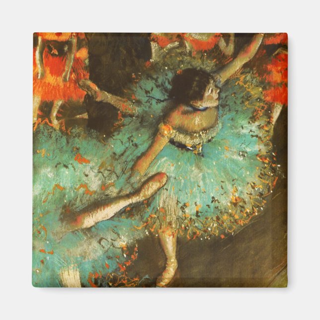 Ballerina Dance Green Dancer Edger Degas Painting Magnet (Vorne)