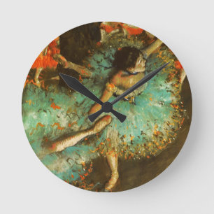 Ballerina Dance Green Dancer Edger Degas Painting Runde Wanduhr
