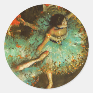 Ballerina Dance Green Dancer Edger Degas Painting Runder Aufkleber