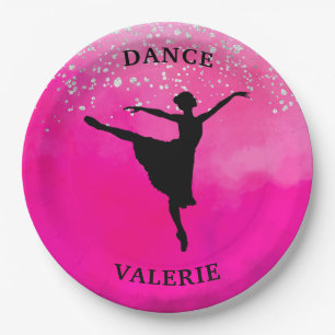 Ballerina Dance Pink Ombre Sparkle Pappteller