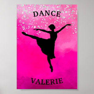 Ballerina Dance Pink Ombre Sparkle Poster