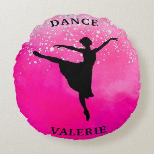 Ballerina Dance Pink Ombre Sparkle Rundes Kissen