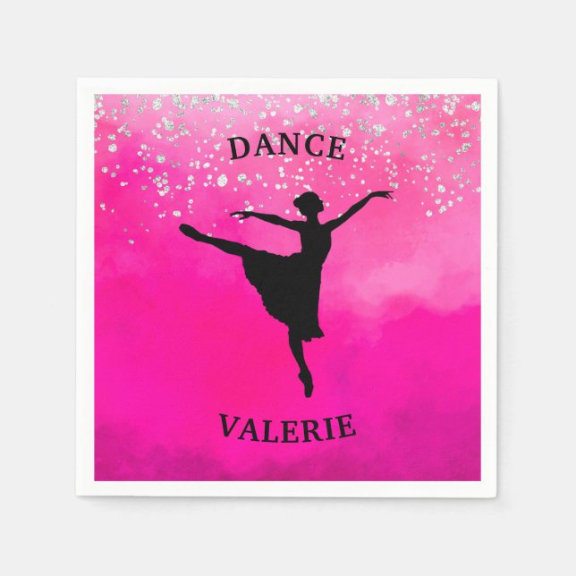 Ballerina Dance Pink Ombre Sparkle Serviette (Vorderseite)