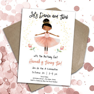Ballerina Dance Twirl 2. Geburtstag Girl Pink Einladung