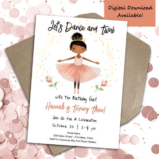 Ballerina Dance Twirl 3. Geburtstagskarte Pink Einladung