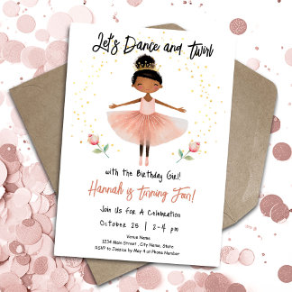 Ballerina Dance Twirl 4. Geburtstag Girl Pink Einladung