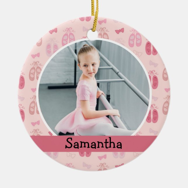 Ballerina Dancer Foto Holiday Monogram Keramik Ornament (Vorne)