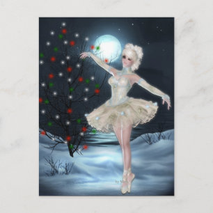 Ballerina Dancer Girl :: Weihnachts-Postkarte Feiertagspostkarte