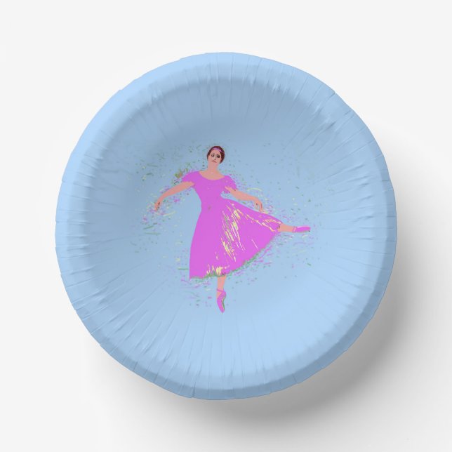 Ballerina Dancer in magentrosa Kleid Pappteller (Vorderseite)