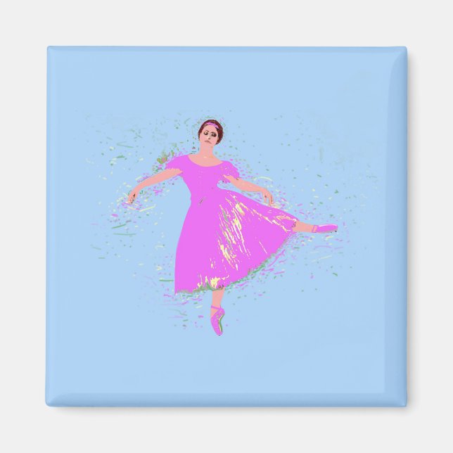 Ballerina Dancer Magenta Rosa Kleid Magnet (Vorne)