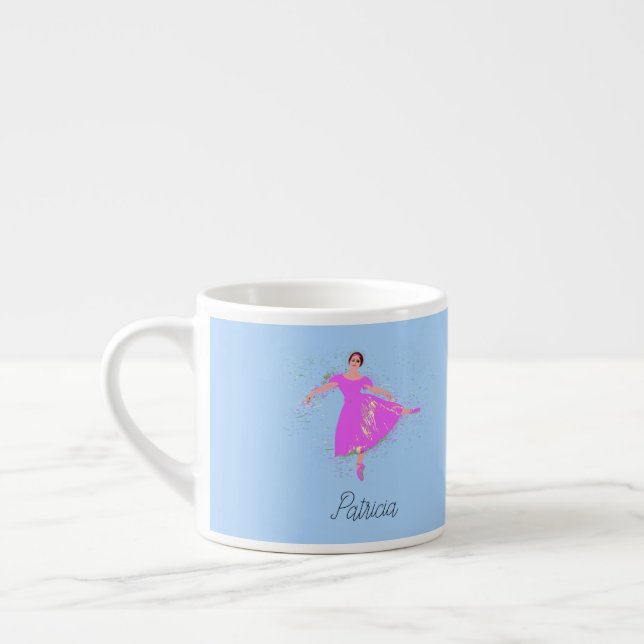 Ballerina Dancer Magenta Rosa Kleid Personalisiert Espressotasse (Links)