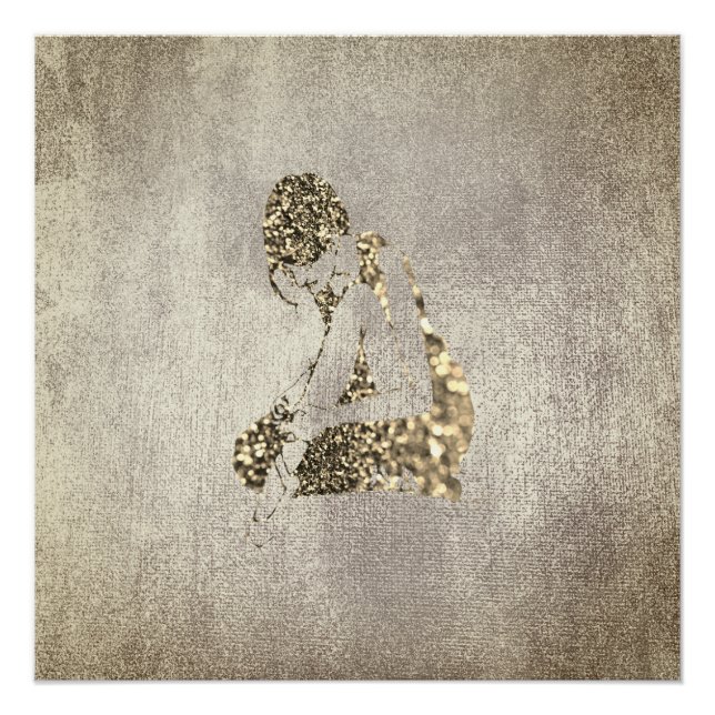 Ballerina Dancer Metallic Gray Foxier Glitzer Gold Poster (Vorderseite)