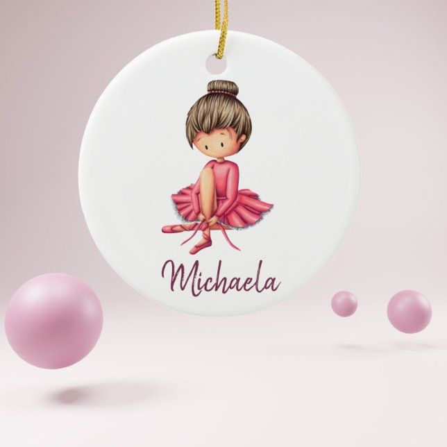 Ballerina Dancer mit rosa Leotard Kinder Weihnacht Keramik Ornament (Von Creator hochgeladen)