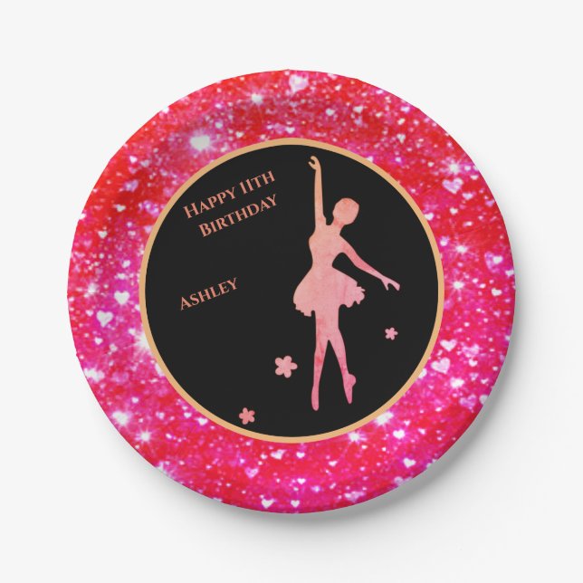 Ballerina Dancer Paper Tellers "Happy Birthday" Pappteller (Vorderseite)