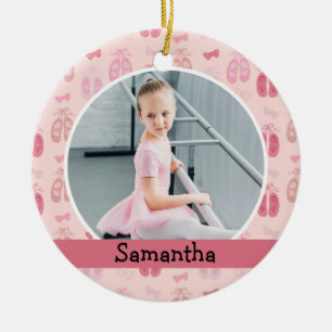 Ballerina Dancer Photo Holiday Monogram Keramik Ornament
