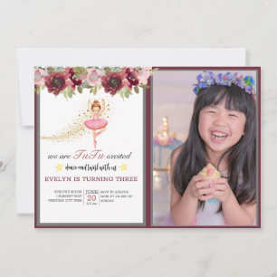 Ballerina Dancer Rosa Blumenballett Geburtstag Einladung