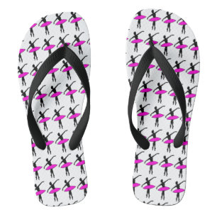 Ballerina Dancer Silhouette Rosa Flip Flops