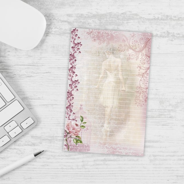 Ballerina Dancing en Pointe Floral Lined Briefpapier (Von Creator hochgeladen)