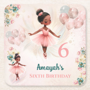 Ballerina Dark Skin Pink Aquamarine Blütenbraun Ge Rechteckiger Pappuntersetzer