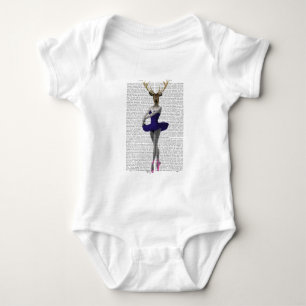 Ballerina Deer in Blue Baby Strampler