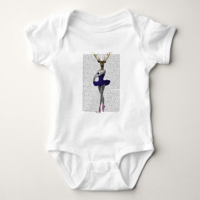 Ballerina Deer in Blue Baby Strampler (Vorderseite)