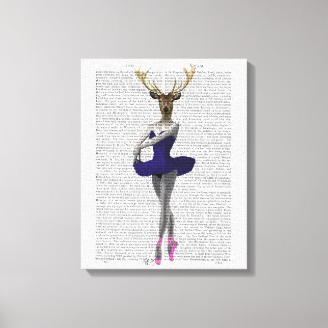 Ballerina Deer in Blue Leinwanddruck (Vorderseite)