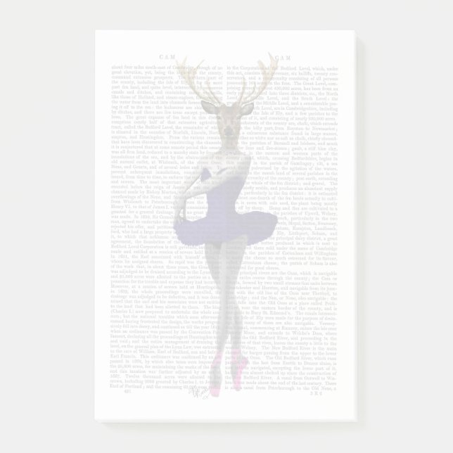 Ballerina Deer in Blue Post-it Klebezettel (Vorderseite)
