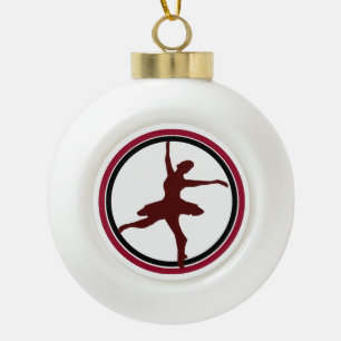 Ballerina Design/Burgund & Black Keramik Kugel-Ornament