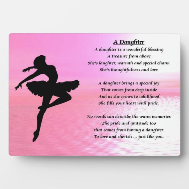 Ballerina Design - Daughter Gedicht Plaque Fotoplatte (Vorderseite)