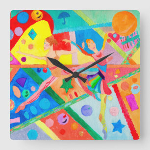 Ballerina Designer Wall Clock - Kunstgeschenke - D Quadratische Wanduhr