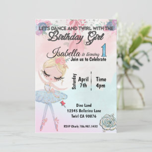 Ballerina Einladung zum ersten Geburtstag