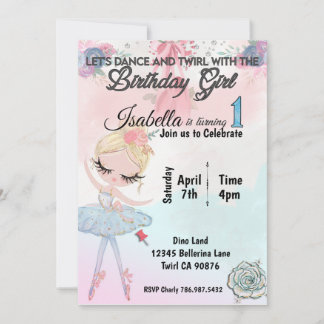 Ballerina Einladung zum ersten Geburtstag