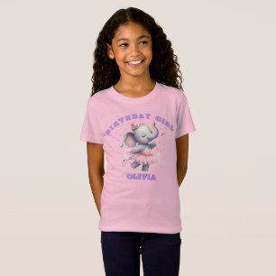 Ballerina-Elefanten-Geburtstagsmädchen-T-Shirt nac T-Shirt