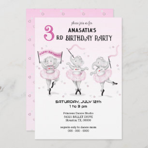 Ballerina Elephant Dance Erwägungsgrund Einladung