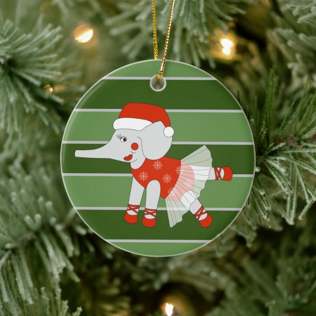 Ballerina Elephant Snowflake Weihnachtsspezial Keramik Ornament (Baum)