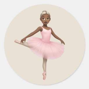 Ballerina Emoji in Pink Tutu Runder Aufkleber