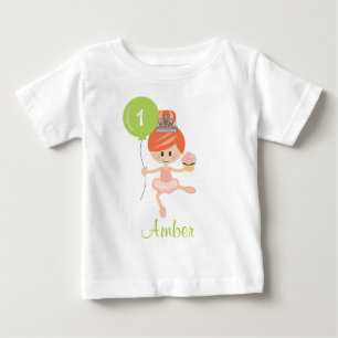 Ballerina-erster Geburtstags-T - Shirt1. Redhead Baby T-shirt