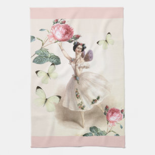 Ballerina Fee mit rosa Rahmen Küchentuch