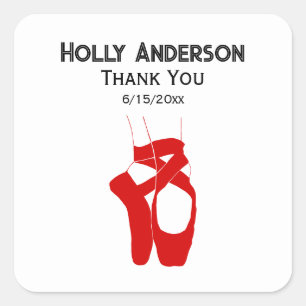 Ballerina Feet auf Pointe Silh #3 DIY Color Red Quadratischer Aufkleber